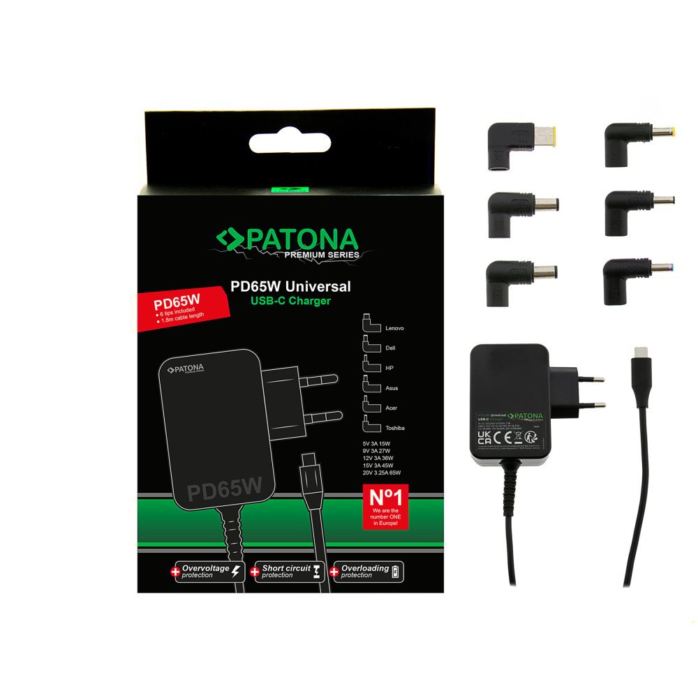 Ikroviklis UNI PD 65W USB-C + 6 antgaliai 5-20V