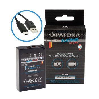 Baterija Olympus BLS-5/BLS5 1050mAh licio jonu platininis USB-C ikroviklis