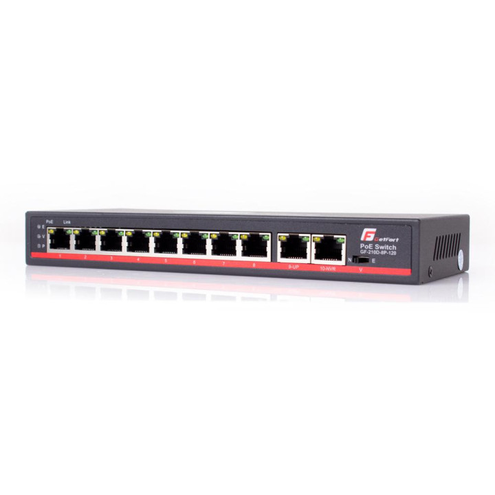 GETFORT GETFORT-110D-8P-120 8 portu PoE+ slēdzis 120 W