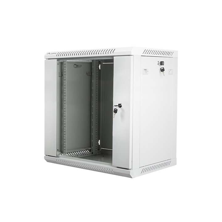 Lanberg :: Rack Cabinet 19” Sienas stiprinājums 12U/600X450 (plakans iepakojums) V2 Pelēks, Stikla durvis
