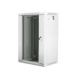 Lanberg :: Rack Cabinet 19” Sienas stiprinājums 18U/600X450 (plakans iepakojums) V2 pelēks, stikla durvis