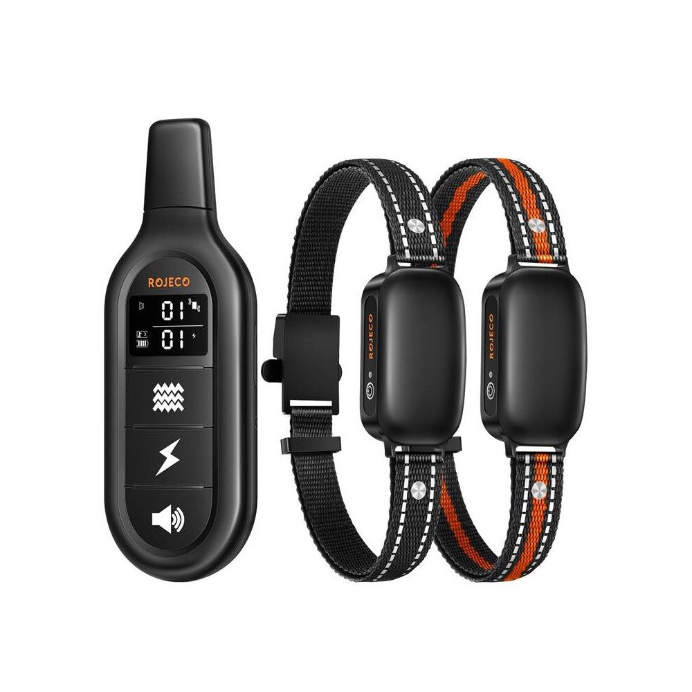 RojecoPD521 1000m Dog Training Collar with 2 collars (black)