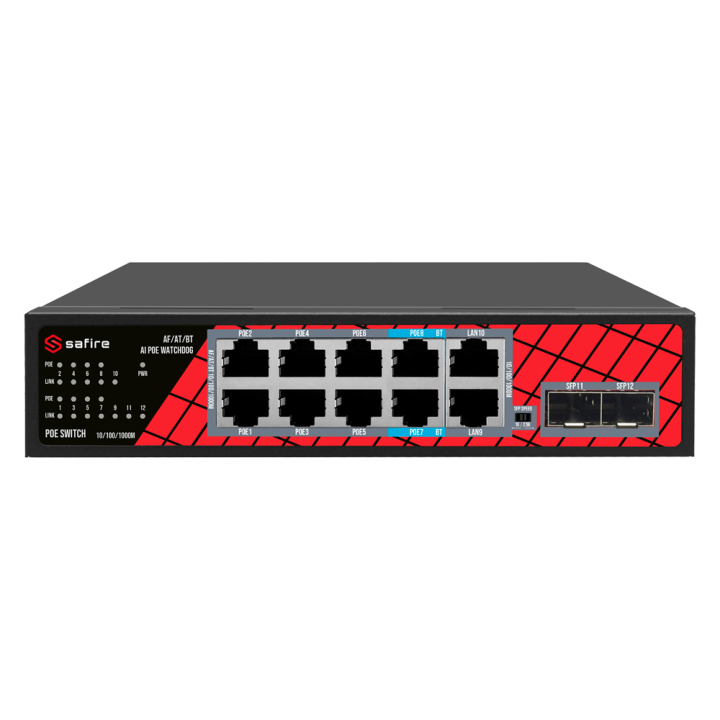 MARCA BLANCA SF-SW1208HIPOE-GMF-120 Managed Gigabit PoE Switch, 11 Ports