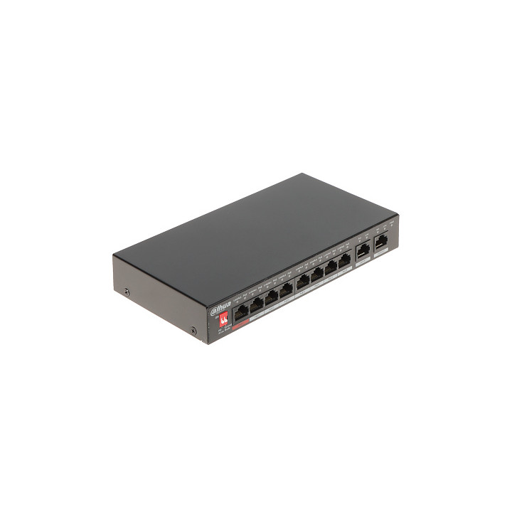 Dahua PFS3010-8ET-96-V2 10 portu nepārvaldāms PoE+ slēdzis, 8x PoE 96W, galddatora