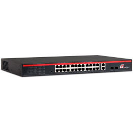 GETFORT GETFORT-226G-24P-250 24 portu PoE slēdzis ar 2 GE Uplink un 2 SFP, 250 W