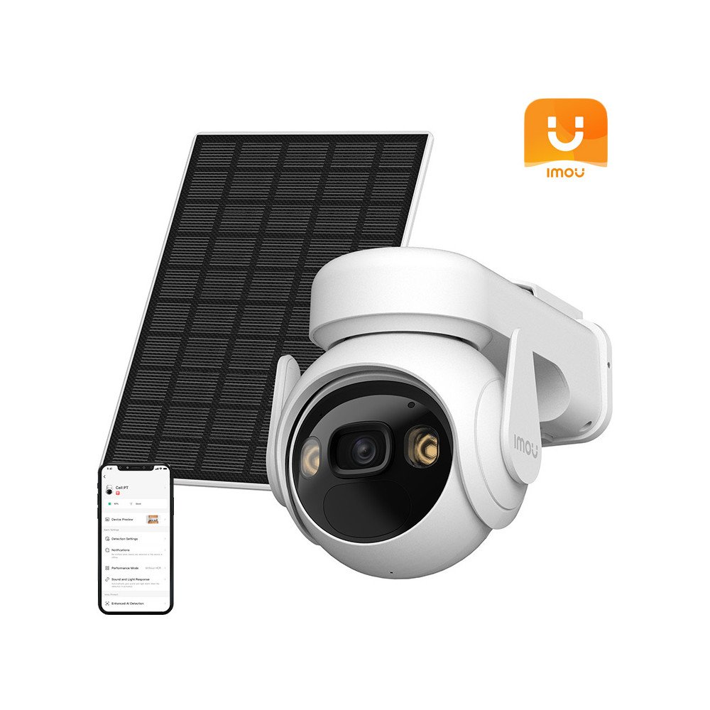 Pyoriva WiFi-ulkokamera aurinkopaneelilla IMOU Cell PT kit lite (tyyppi C)