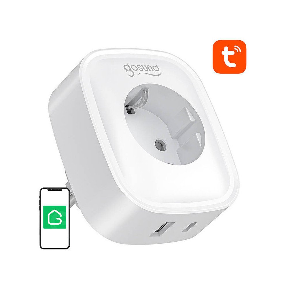 Gosund SP6 16A USB-C 20W Tuya nutikas WiFi/Bluetoothi pesa
