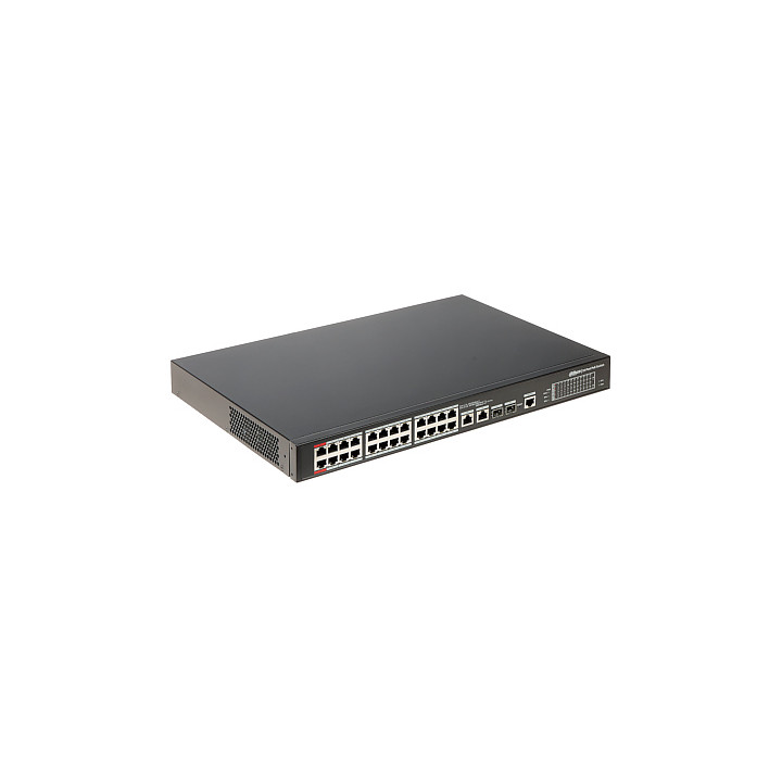 Dahua PFS4226-24ET-360-V3 24-portu 100 Mbps + 2 Gigabit pārvaldīts PoE slēdzis 360W