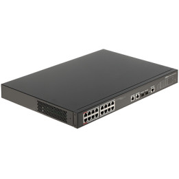Dahua PFS4218-16ET-240-V3 16 portu 100 Mbps + 2 portu Gigabit pārvaldīts PoE slēdzis, 240W
