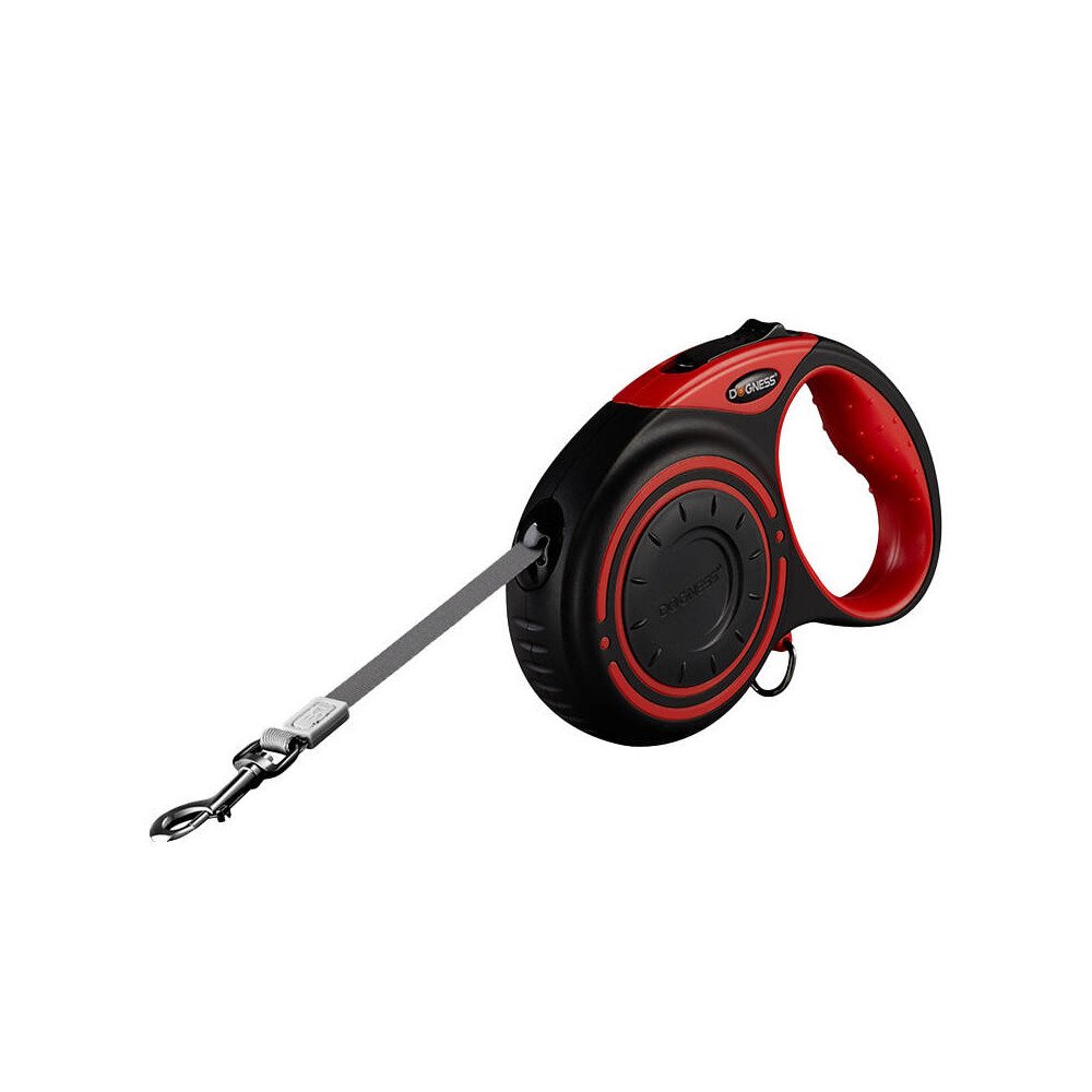 Dogness automatic leash 5m with flashlight and bag container (red)