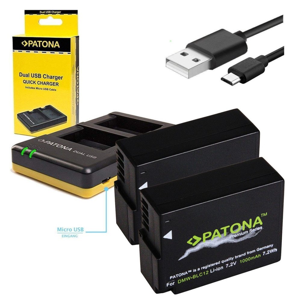 Set Laturi Dual Panasonic DMW-BLC12+2x Akku 1000mAh