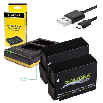 Set Laturi Dual Panasonic DMW-BLC12+2x Akku 1000mAh