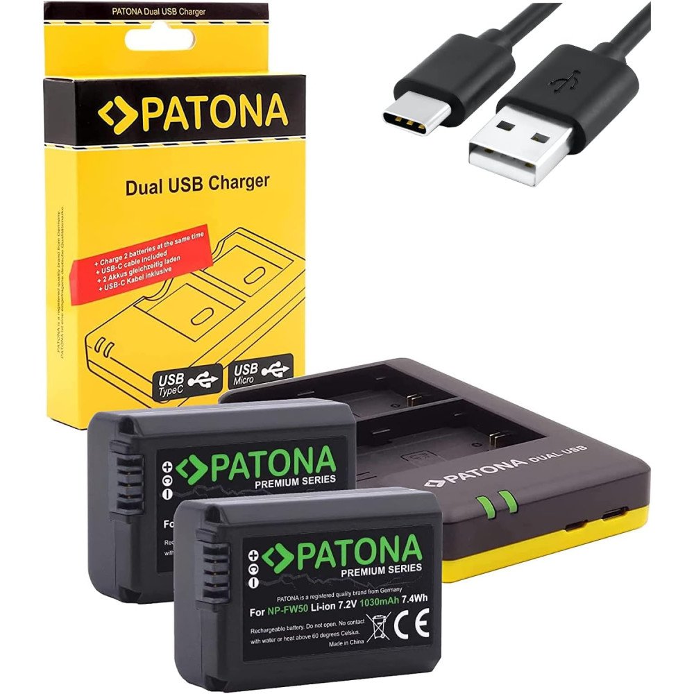 Set Laturi Dual Sony NP-FW50+2x Akku 1030 mAh