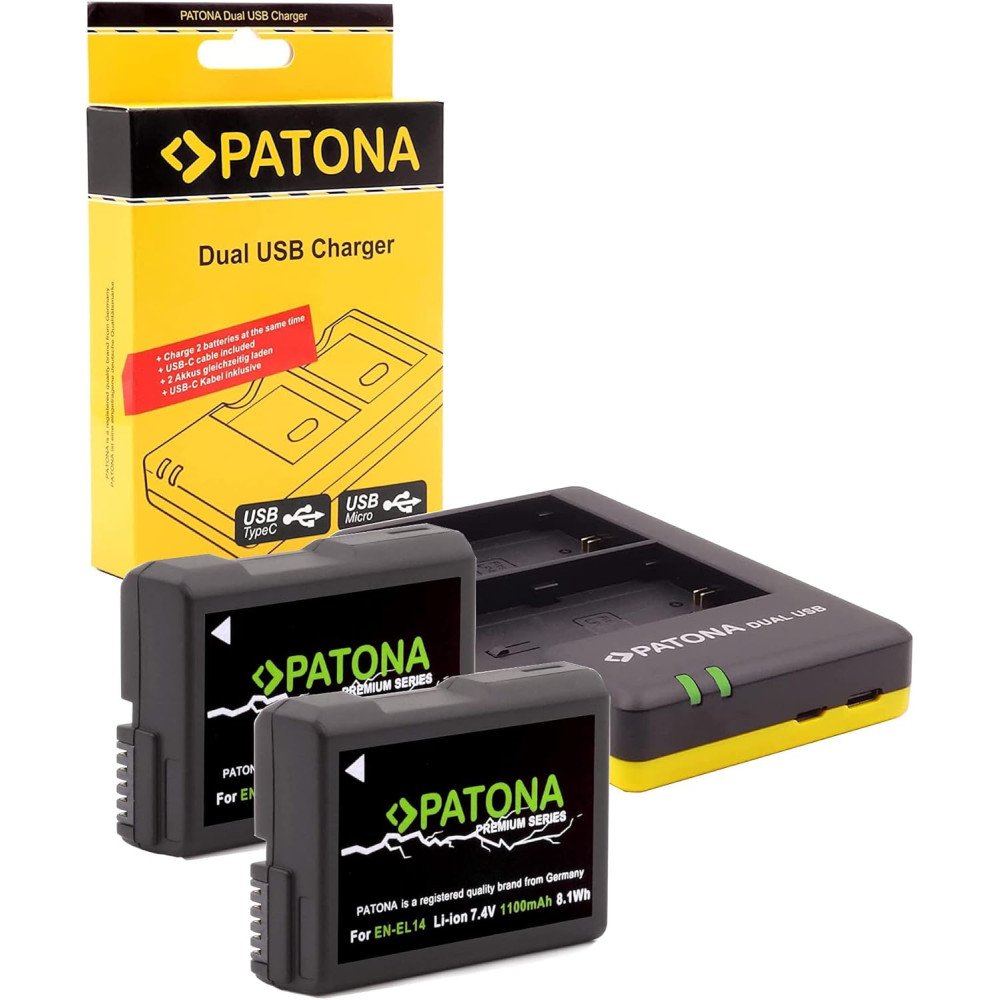 Komplekts ladetajs Dual Nikon EN-EL14/14A+2x Akumulators 1100 mAh