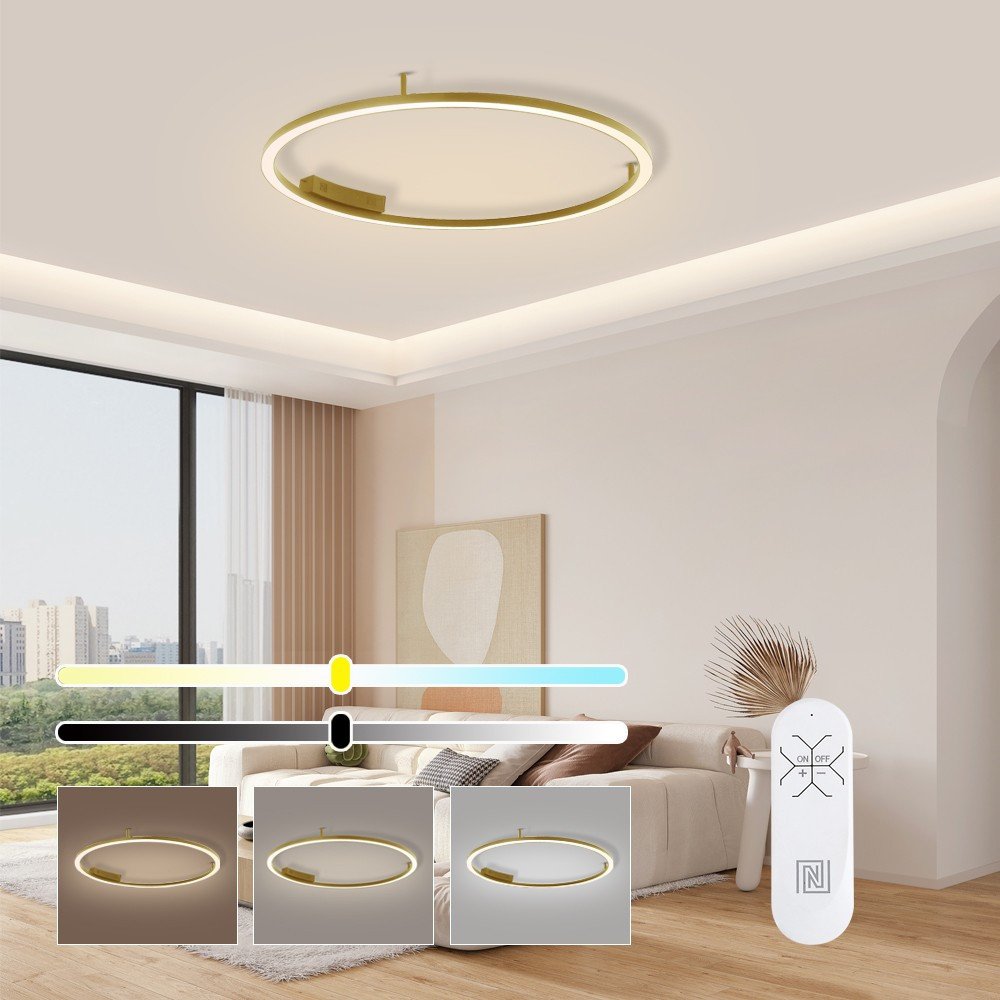 Immax NEO FINO lae (seina) valgusti kuldne 80cm 55W 4285lm Tuya Zigbee 3,0 puldiga.