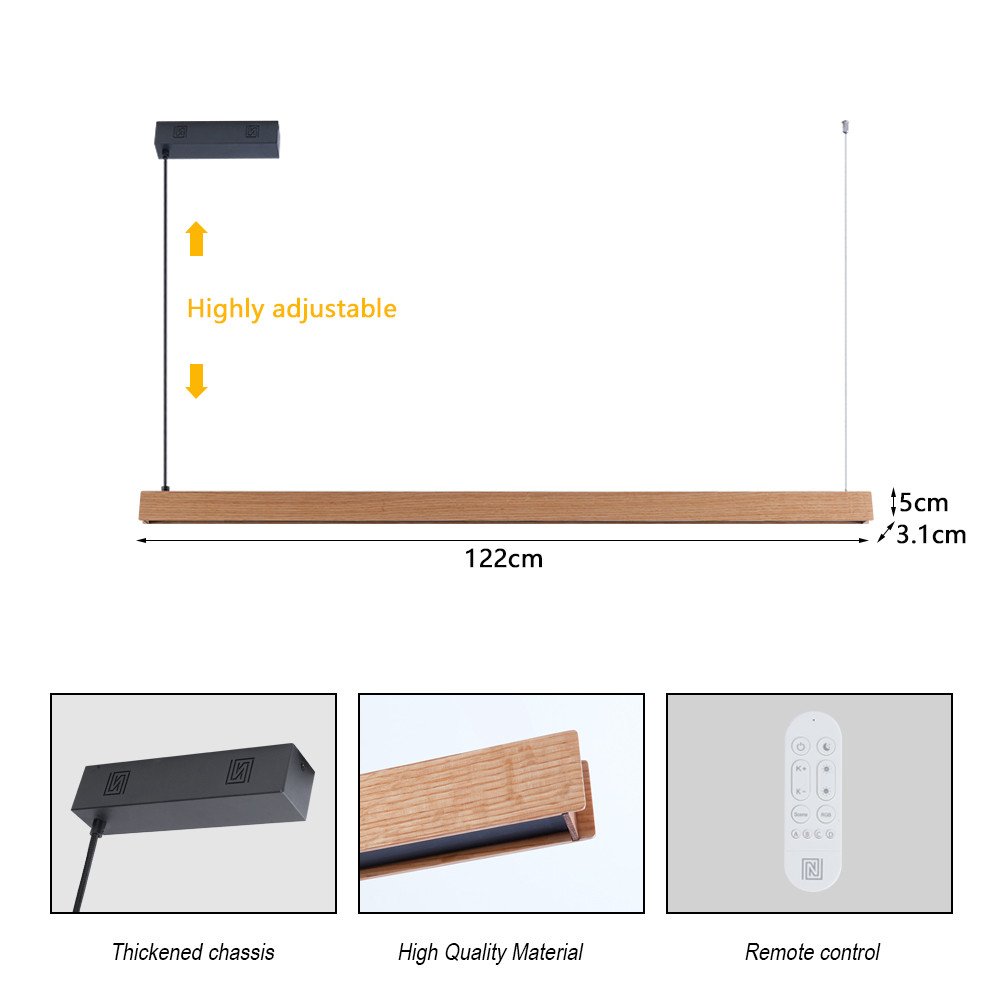 Immax NEO-MADEIRA Tammipuu lineaarinen 122cm26W johdolla Tuya WIFI BEACON CCT himmennettava