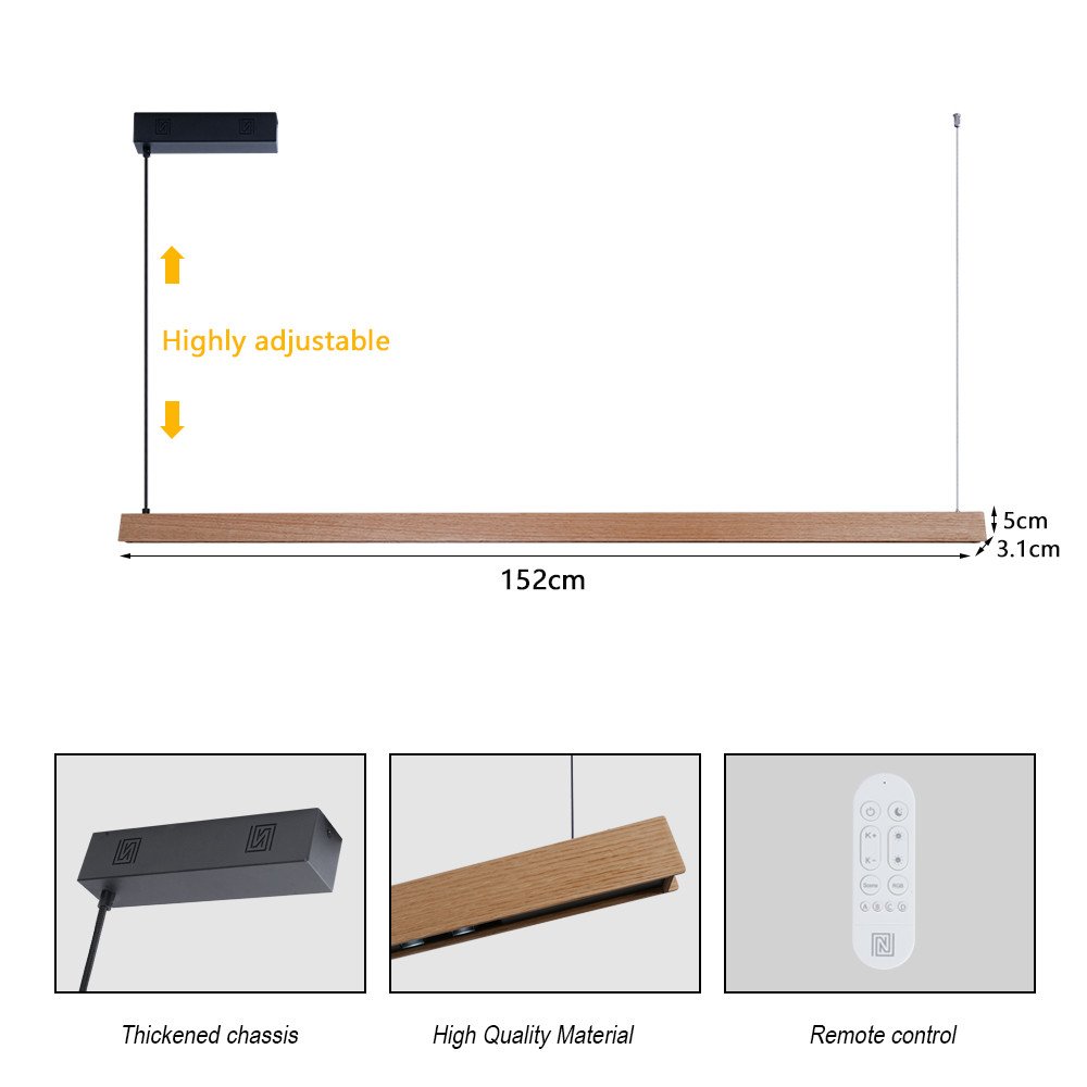 Immax NEO-MADEIRA Oak wood linear 152cm33W on cord Tuya WIFI BEACON CCT dimmable