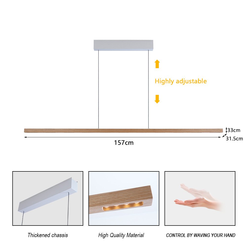 Immax NEO-MADEIRA linijine uosio mediena 157 cm, 37 W, 3000 K, ant laido, reguliuojamas jutikliu