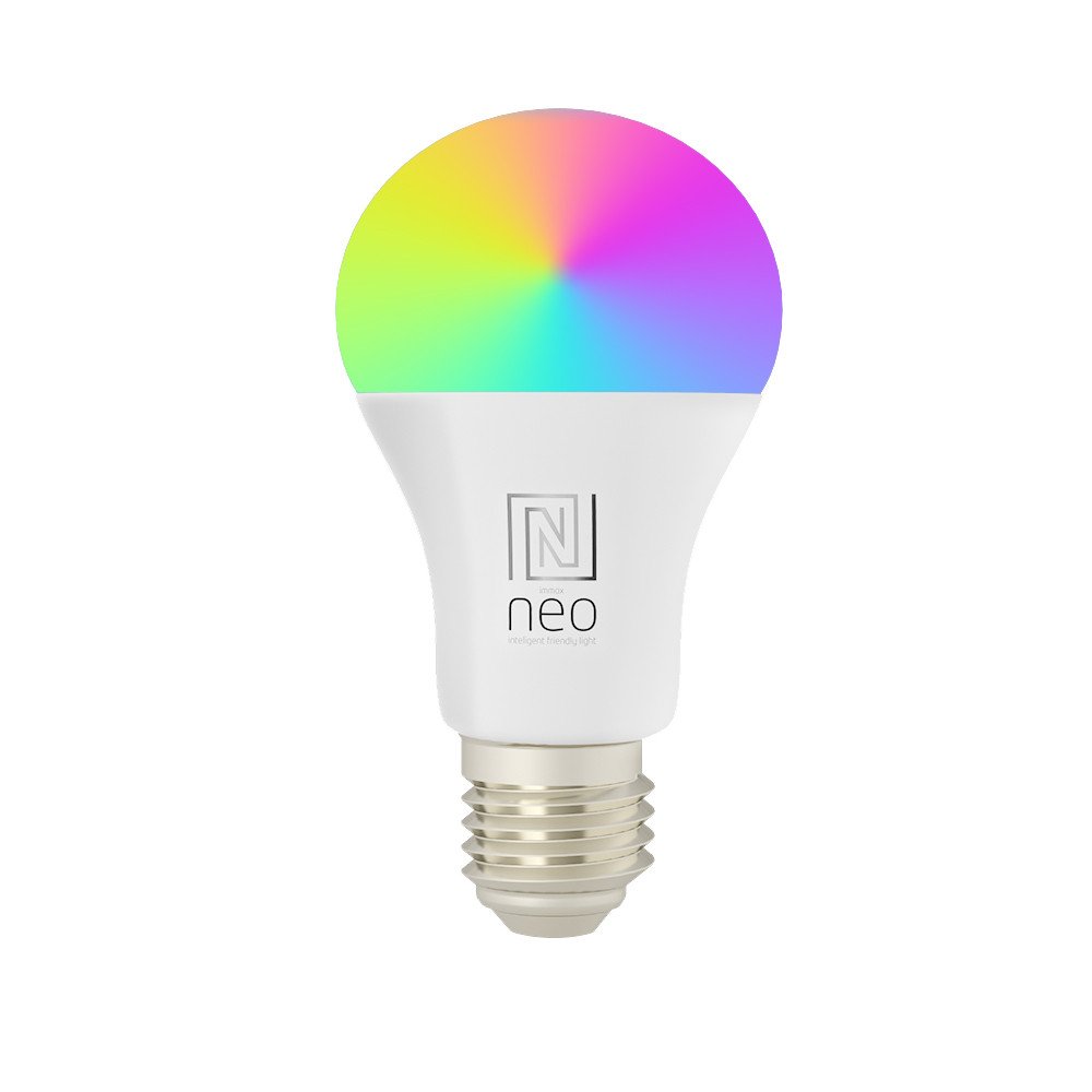 Immax NEO LITE Smart spuldze LED E27 14W RGB + CCT krasa un balta, aptumsojama, WiFi, Baka