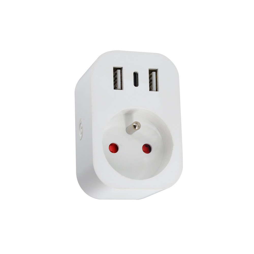 Immax NEO Smart iekstelpu ligzda ar tapu, E tips, 2xUSB, 1xUSB C, Zigbee