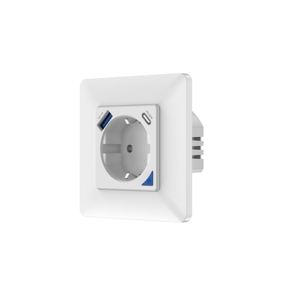 Immax NEO Smart vidinis lizdas be kaiscio, F tipas, 1xUSB, 1xUSB C, PD 20W, Zigbee