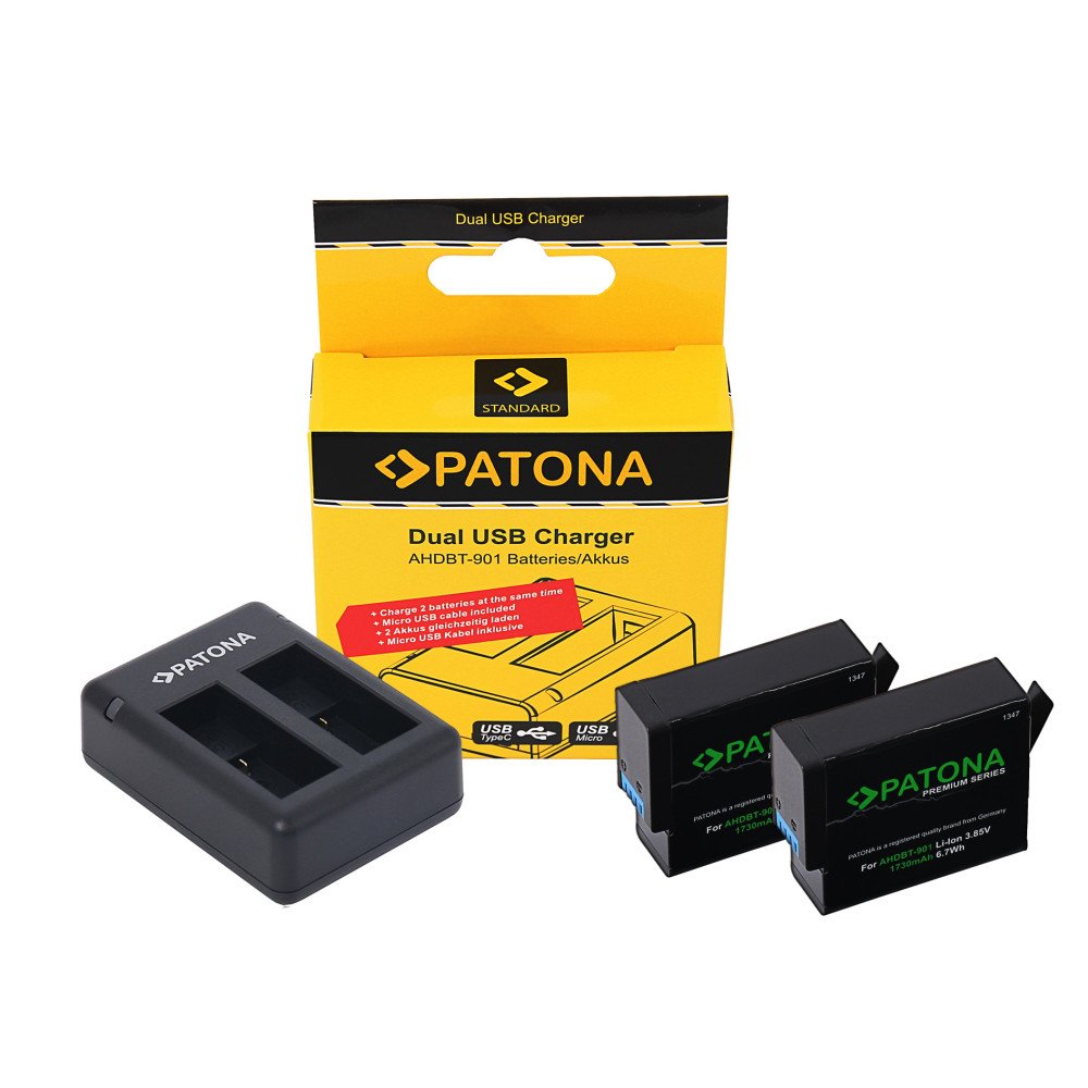 Ladetajs Dual GOPRO Hero 9 /Hero 10/Hero 11+2x Aku 1730mAh