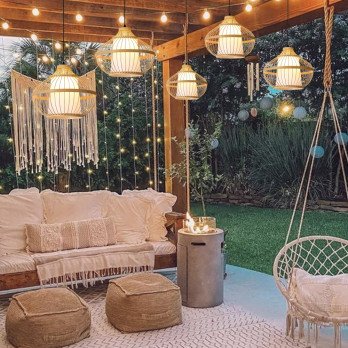 Immax BOHO PINCHOS dizaina piekarams gaismeklis, D40, E27, bambusa koks