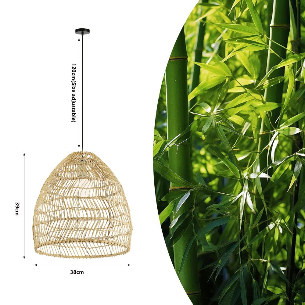 Immax BOHO DELICADO designer pendant lamp, D40cm. E27, natural rattan