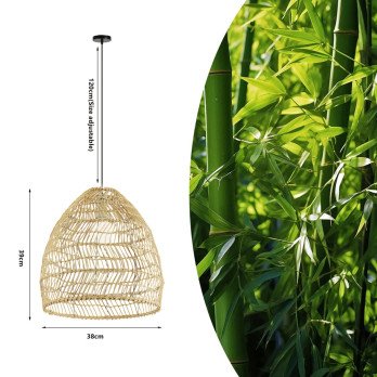 Immax BOHO DELICADO design-riippuvalaisin, D40cm. E27, luonnonrottinki