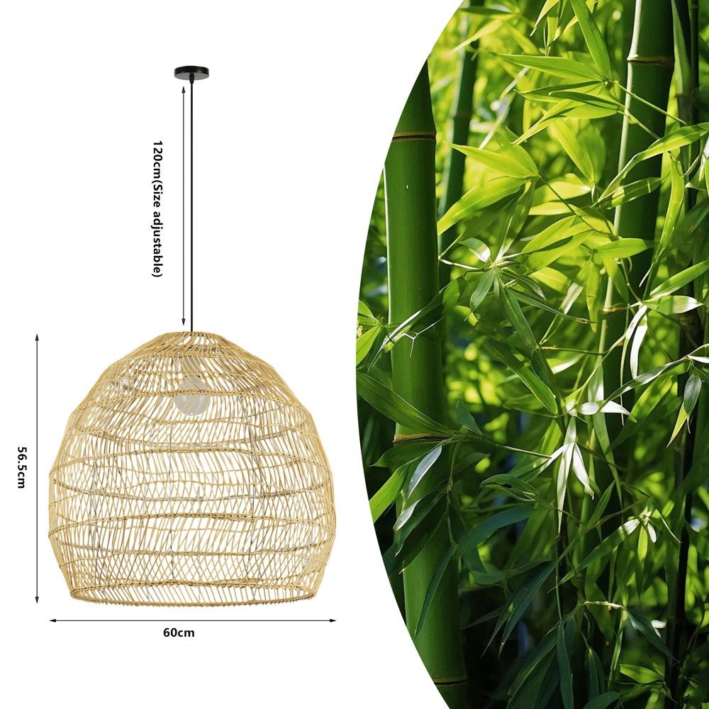 Immax BOHO DELICADO designer pendant lamp, D60cm. E27, natural rattan