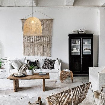 Immax BOHO PELO dizaino pakabinamas sviestuvas, D50cm. E27, naturalus rotangas