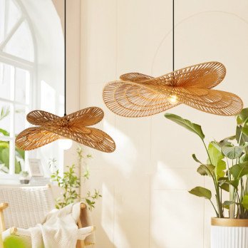 Immax BOHO MARIPOSA design pendant luminaire, D50cm. E27, natural jute