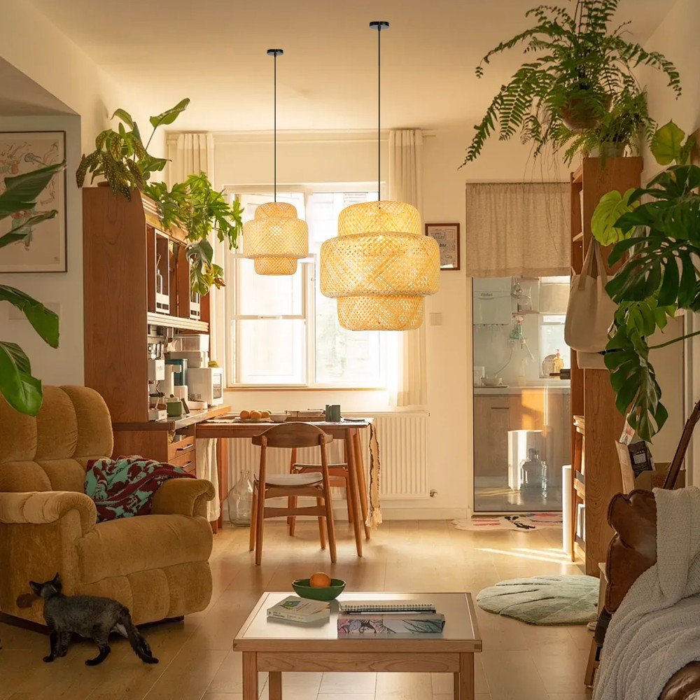 Immax BOHO HILO disainlamp, L38cm. E27. bambusest.