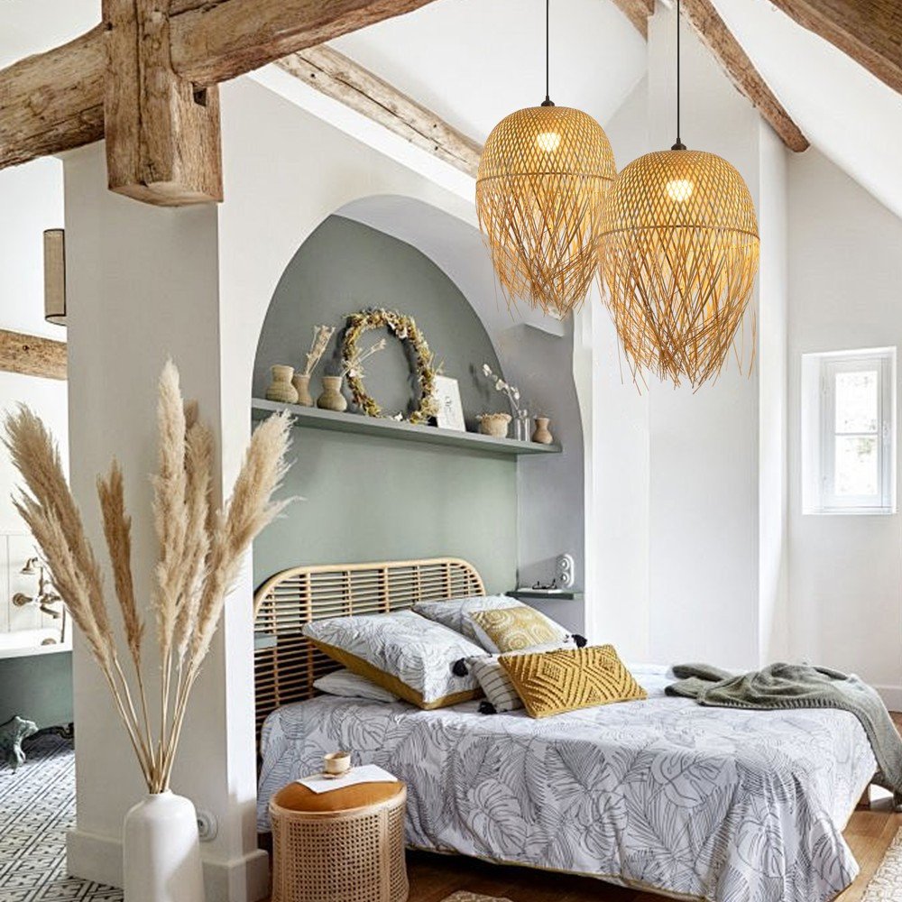Immax BOHO HILO design pendant luminaire, L45cm. E27, bamboo