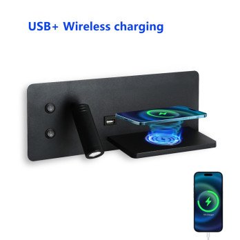 Immax LED Be PREPARE 4in1, spot light with QI charging, USB black right