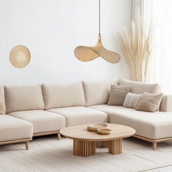 Immax BOHO SOMBRERO design pendant luminaire D70cm, E27 natural rattan