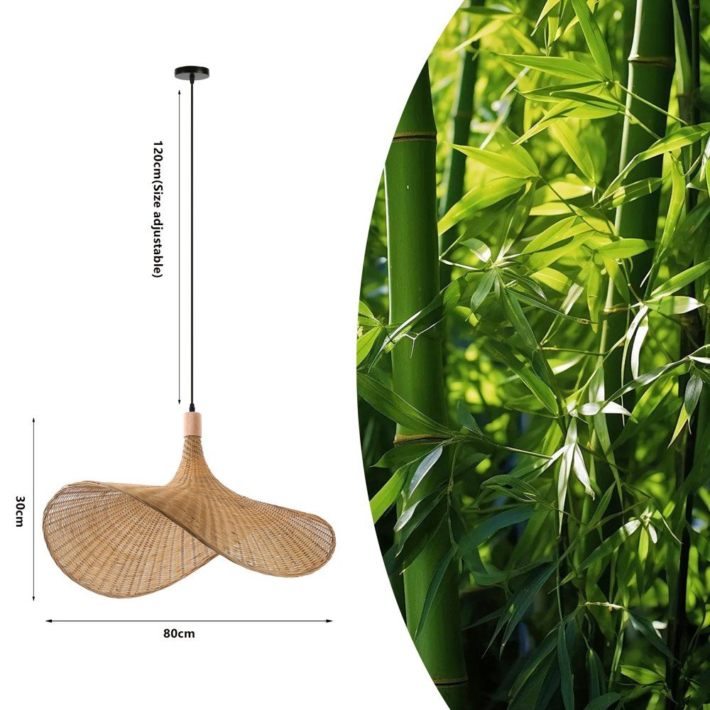 Immax BOHO SOMBRERO dizaina piekarinamais gaismeklis D80cm, E27 dabiga rotangpalma