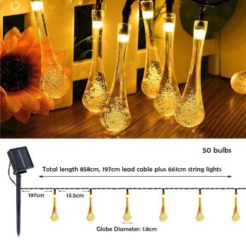 IMMAX DROP Saules LED dekoratyvine grandinele, 50x LED, 7m, 3000K siltai balta, IP65