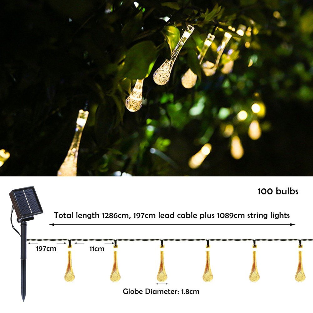 IMMAX DROP Solar LED decorative chain, 100x LED, 10 m, 3000K warm white, IP65