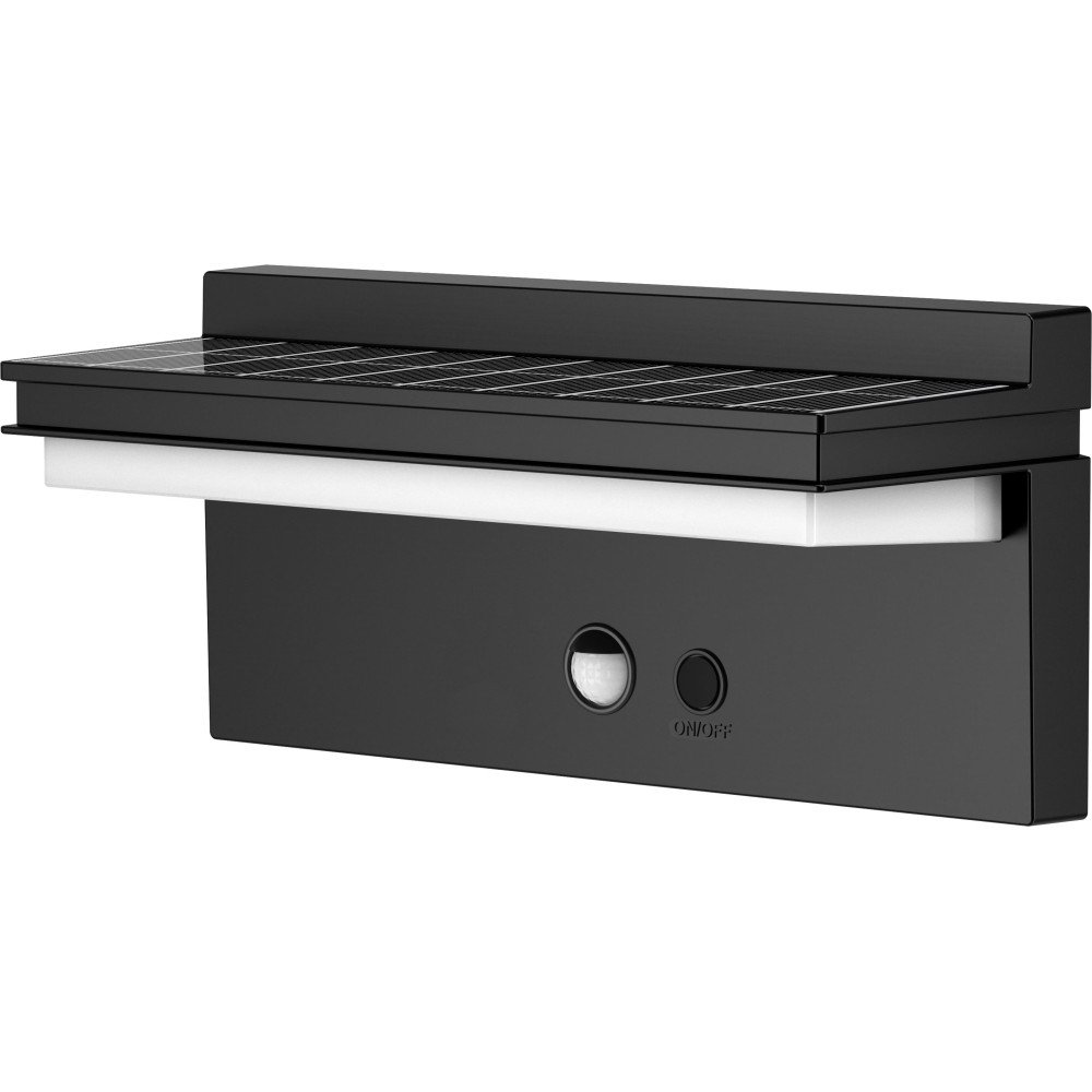 Immax SUN DOWN 4000K paikesepaneelidega valisseina LED valgustus, IP44, 900lm PIR sensor, must