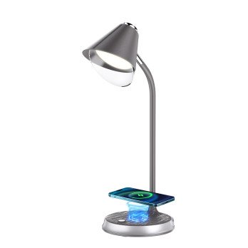 Immax FINCH LED table lamp with Qi charging grey + silver elements