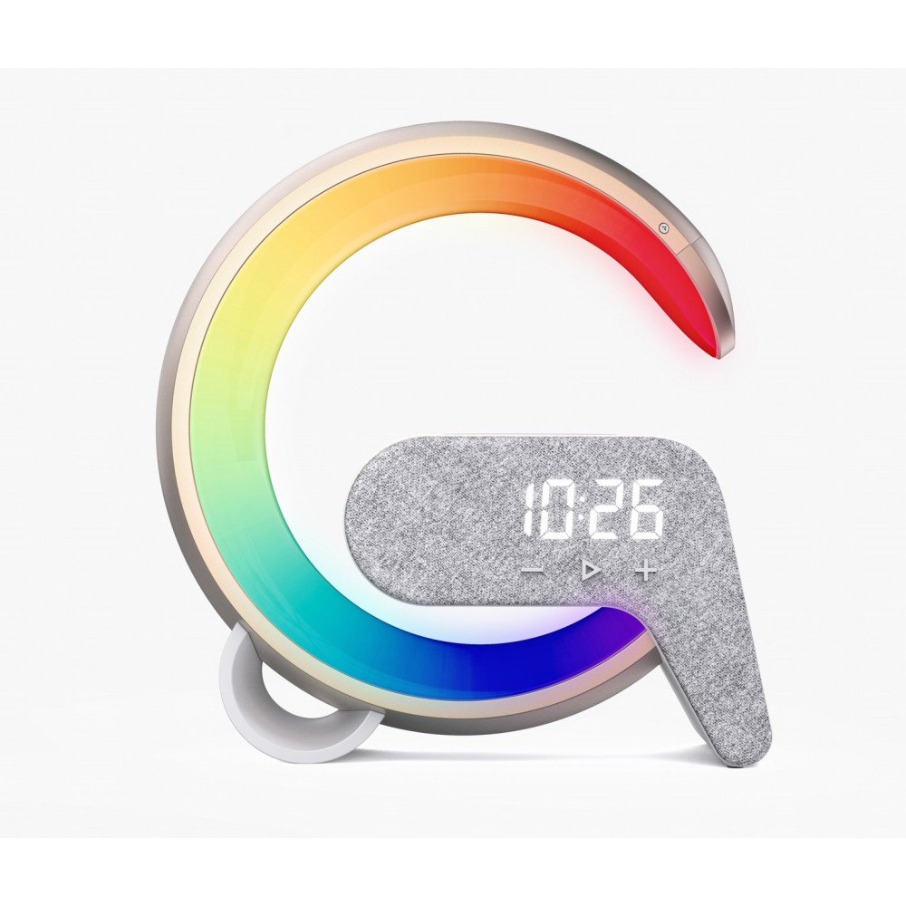 LED relaksacine lempa Immax FLAMINGO su QI ikrovimu, zadintuvas, RGB, USB isvestis, auksinis