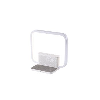 CRANE LED table lamp, alarm clock with 10W Qi wireless charging