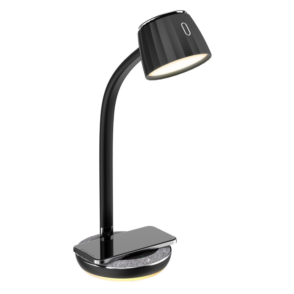 Immax PERLA LED staline lempa, Qi bevielis ikrovimas, juoda + pilka ir metaline detale