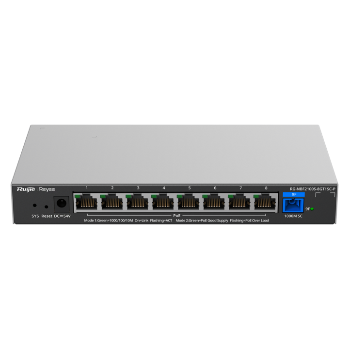 REYEE RG-NBF2100S-8GT1SC-P PoE+ slēdzis 8 porti Gigabit