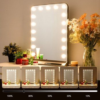 LED Immax HOLLYWOOD makiazo veidrodis CCT, LCD ekranas, USB C/A isejimai, pilka