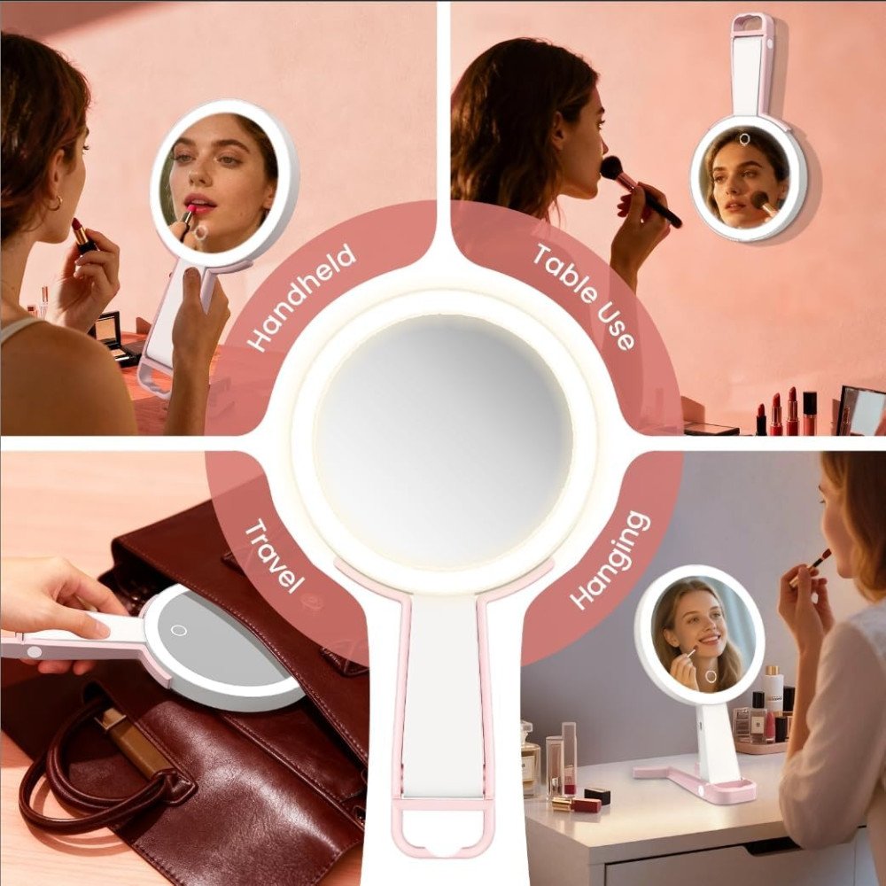 Immax SWEET Makeup LED kosmetikas spogulis, abpusejs, 10x palielinajums, CCT, roza