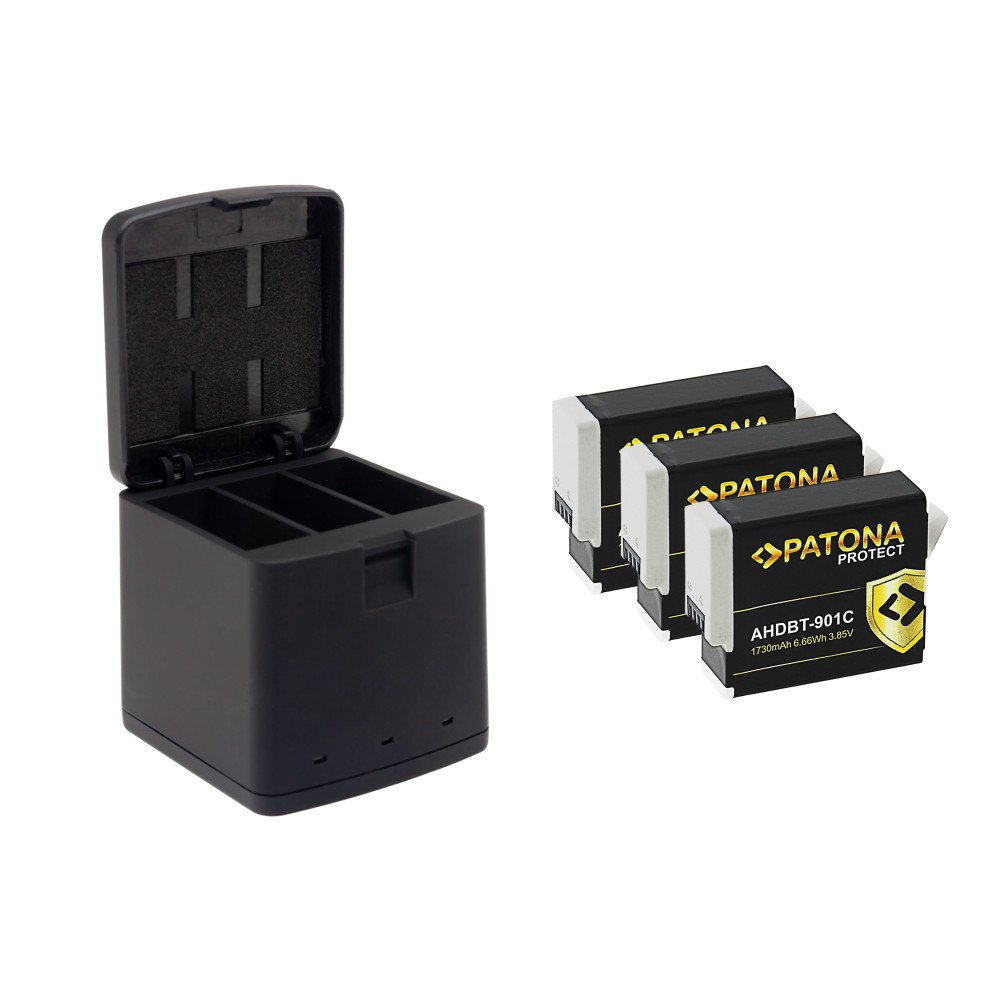 Laturi Triple GoPro Hero 9/Hero 10/Hero 11/Hero 12 +3x akku 1730mAh Enduro