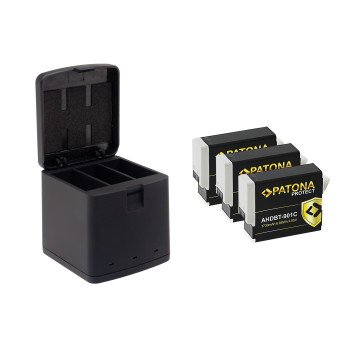 Ikroviklis Triple GoPro Hero 9/Hero 10/Hero 11/Hero 12 +3x 1730mAh Enduro baterija