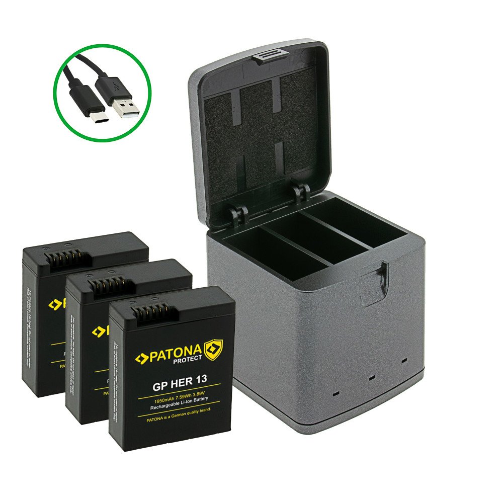 Triple GoPro Hero 13 USB-C + 3 1950 Enduro